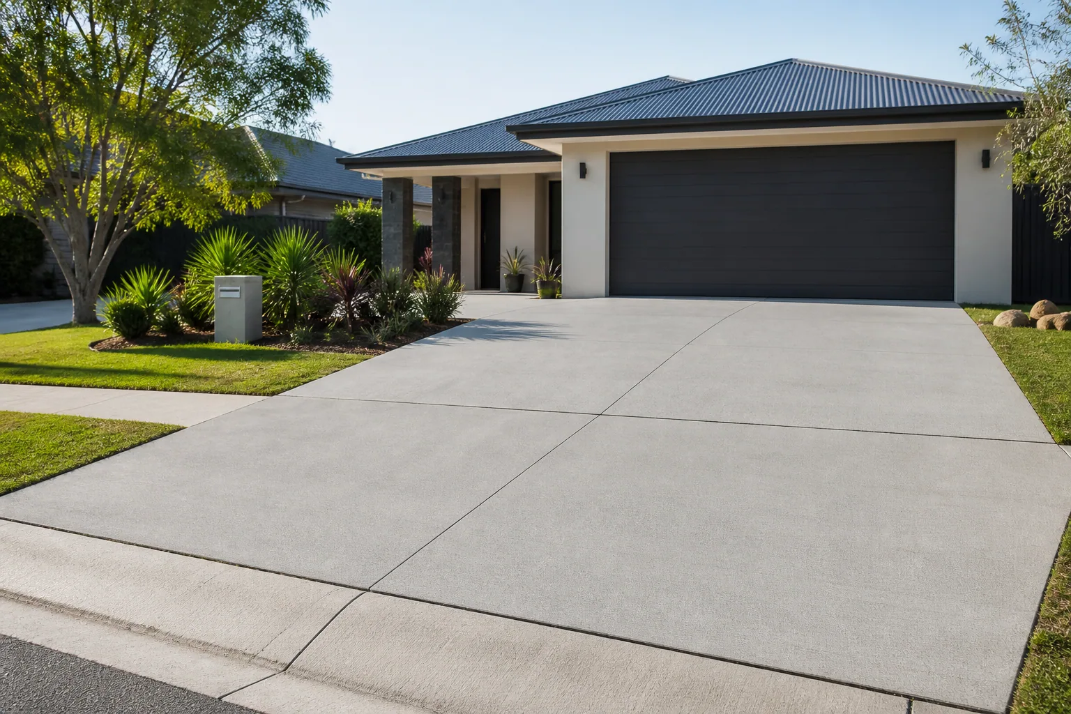 New plain concrete driveway at a Brisbane home